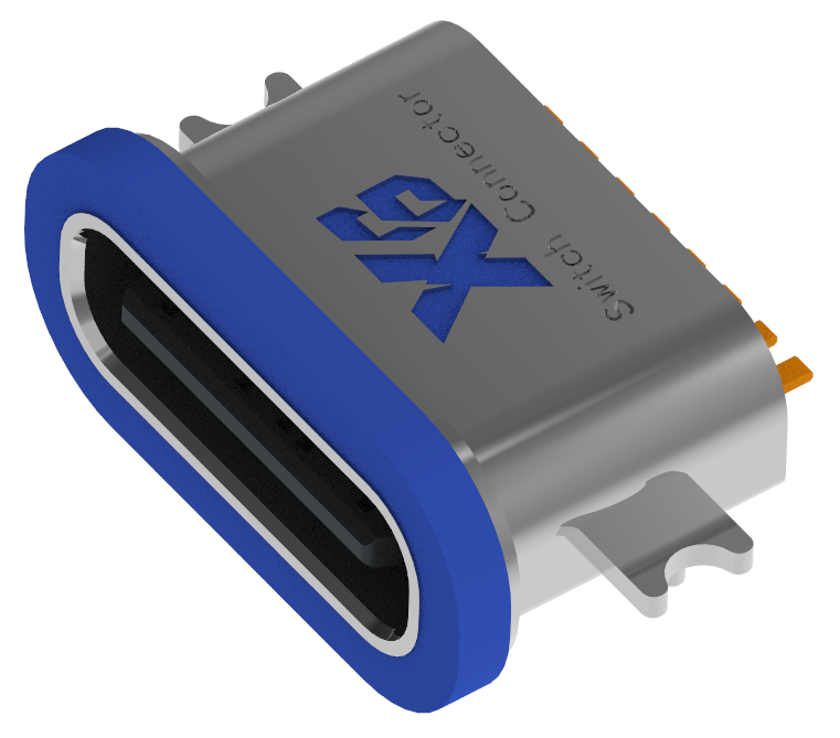 XB-TYPE C 8P-6 防水TYPE C 8P 沉板0.8防水母座L=6.7mm(带钢片)(锌合金外壳)